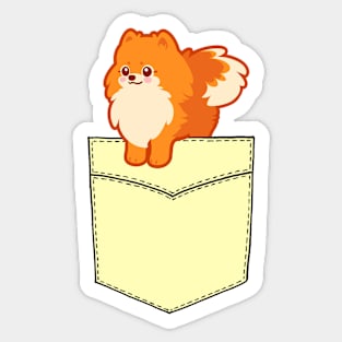 Pomeranian dog cute puppy in pocket t-shirt Sticker